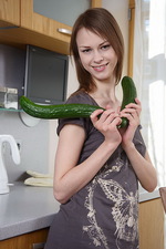 Beata with two cucumbers 01