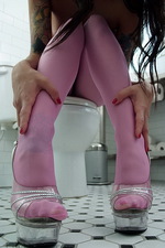 Lily Douce in hot pink pantyhose 03