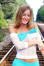 Alicia on the railroad tracks  11