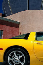 Hot yellow corvette with a smoking girl 07