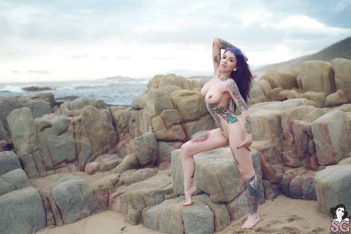 Purple Hair And Tattoo